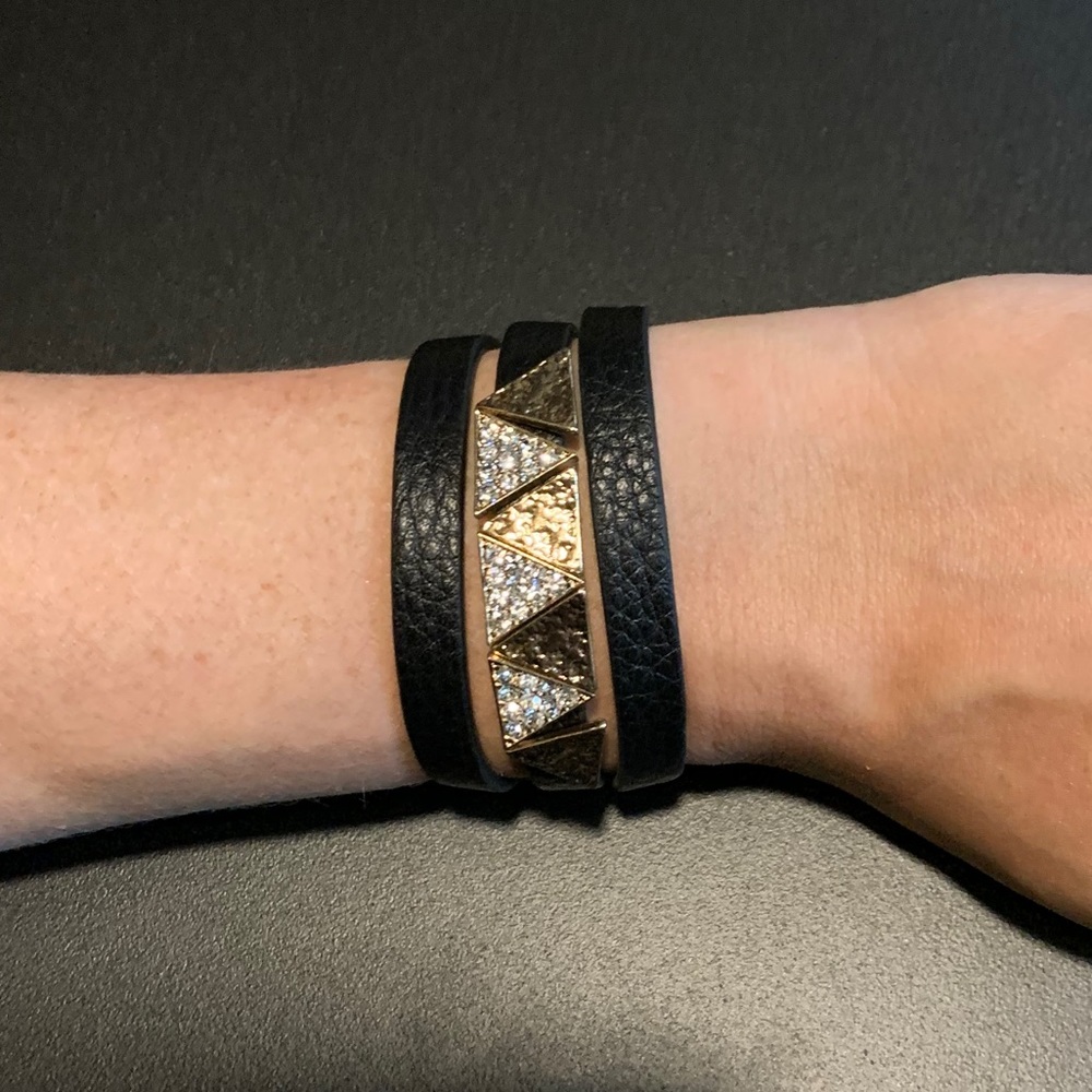 Triangle Faux Leather Wrap Bracelet